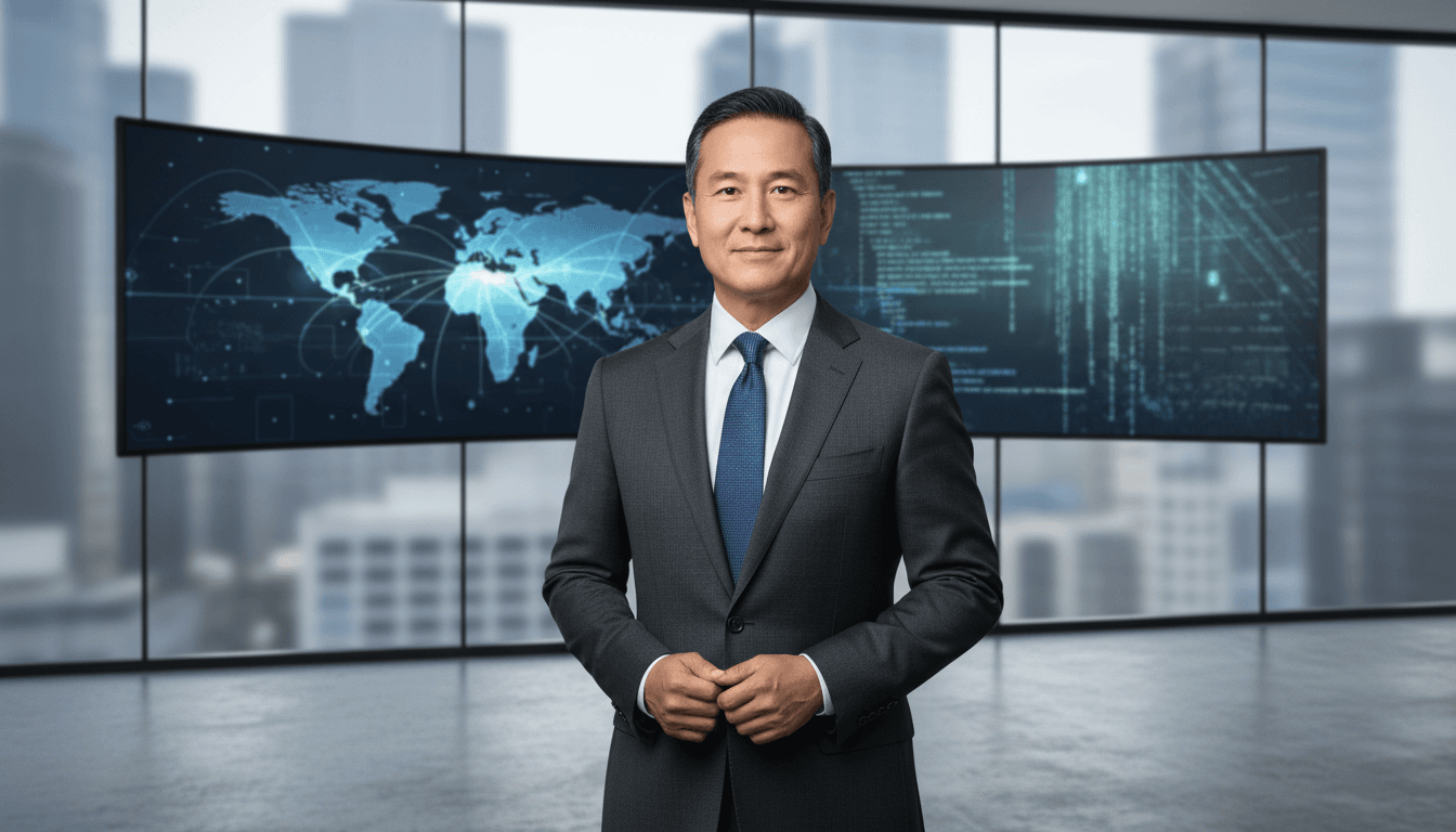 Confident business leader in a modern office, symbolizing national security and defense strategy.